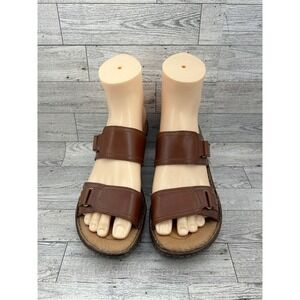 Born Shoes Brown Leather Wedge Sandals‎ Women Size 7 D30226